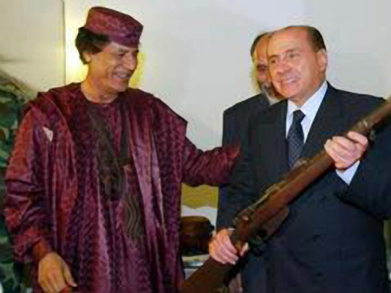 Berlusconi With His Friend Gheddafi