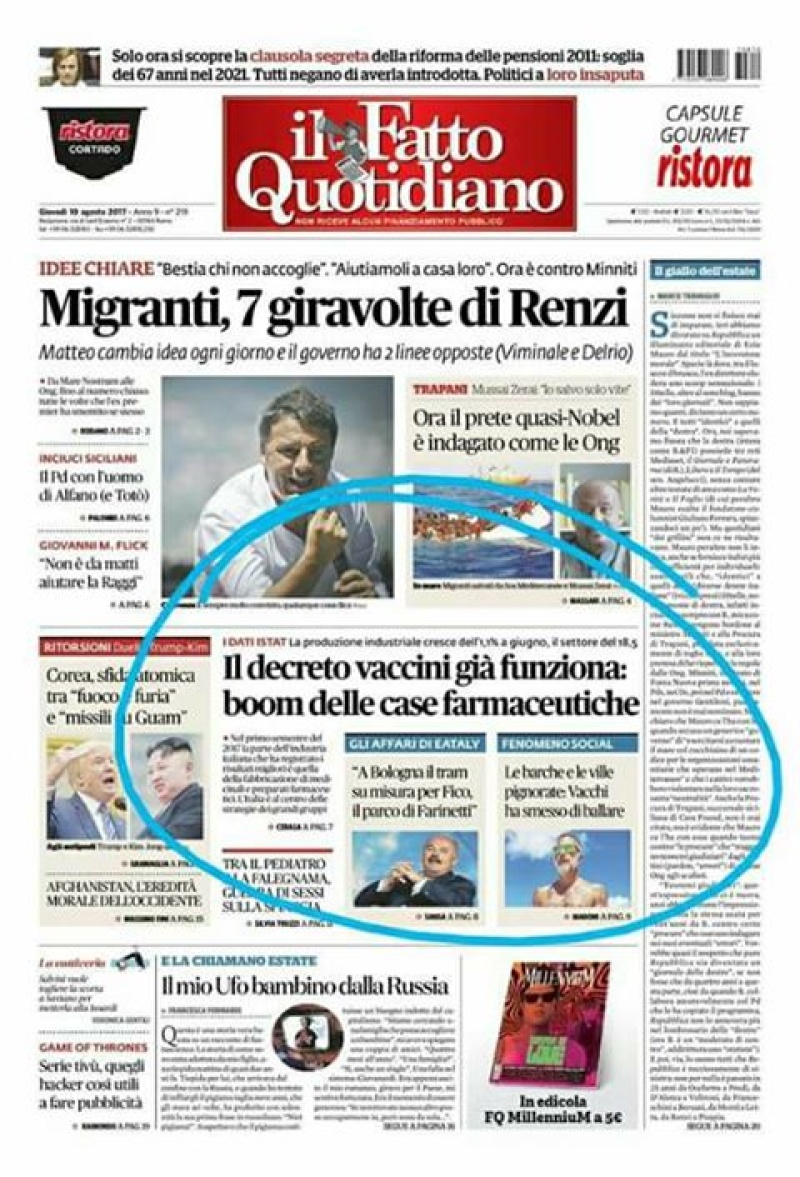 Idiozie Del Fatto Quotidiano Sui Vaccini